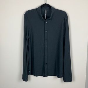 Men's Vuori Long Sleeve Strato Button-Down Polo Shirt - Charcoal Heather